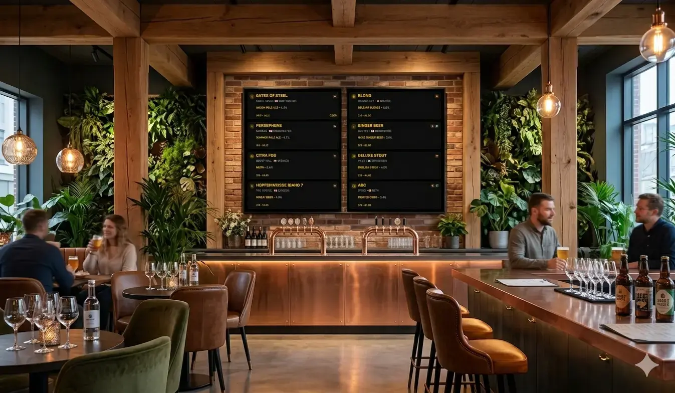 Back bar with bottles and hospitality display atmosphere