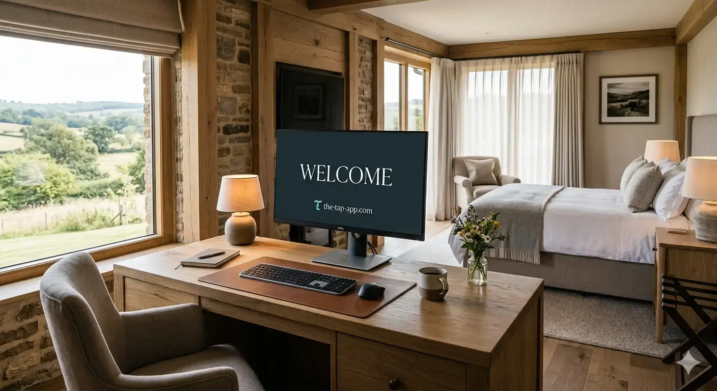Hotel room welcome display for guest information
